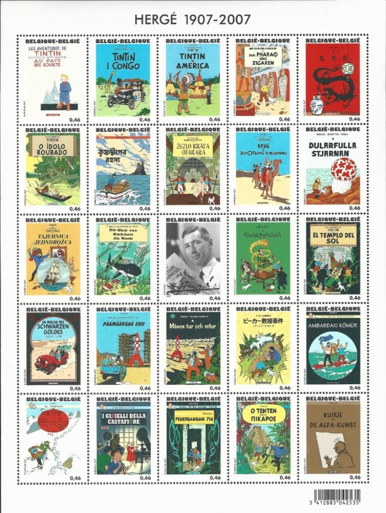 Begie - 100ste verjaardag HERGE/KUIFJE - 3636/3660 postfris, Orginele gom, Ophalen of Verzenden, Zonder stempel, Postfris