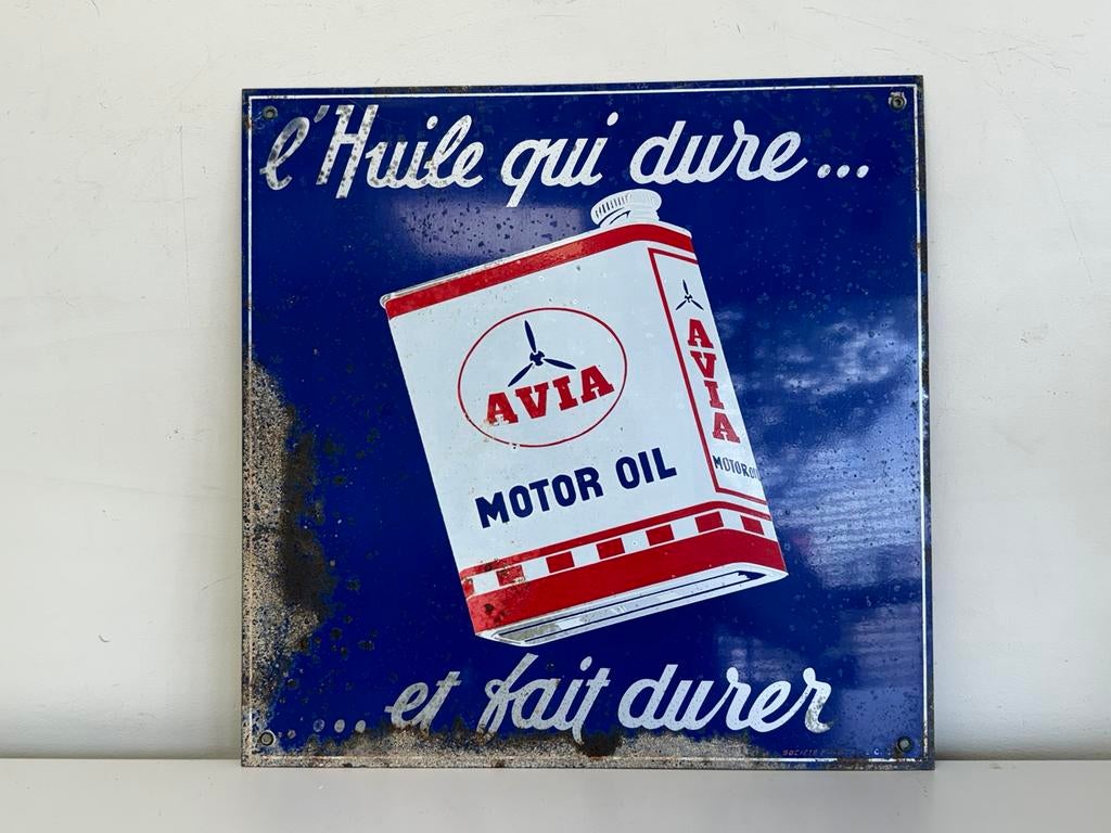 AVIA motor oil oud reclamebord, Ophalen of Verzenden, Gebruikt, Reclamebord