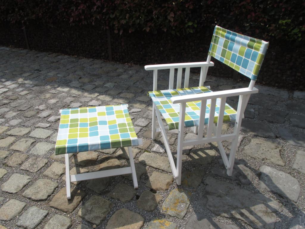 tuinstoel met voetbankje, Tuin en Terras, Ophalen of Verzenden