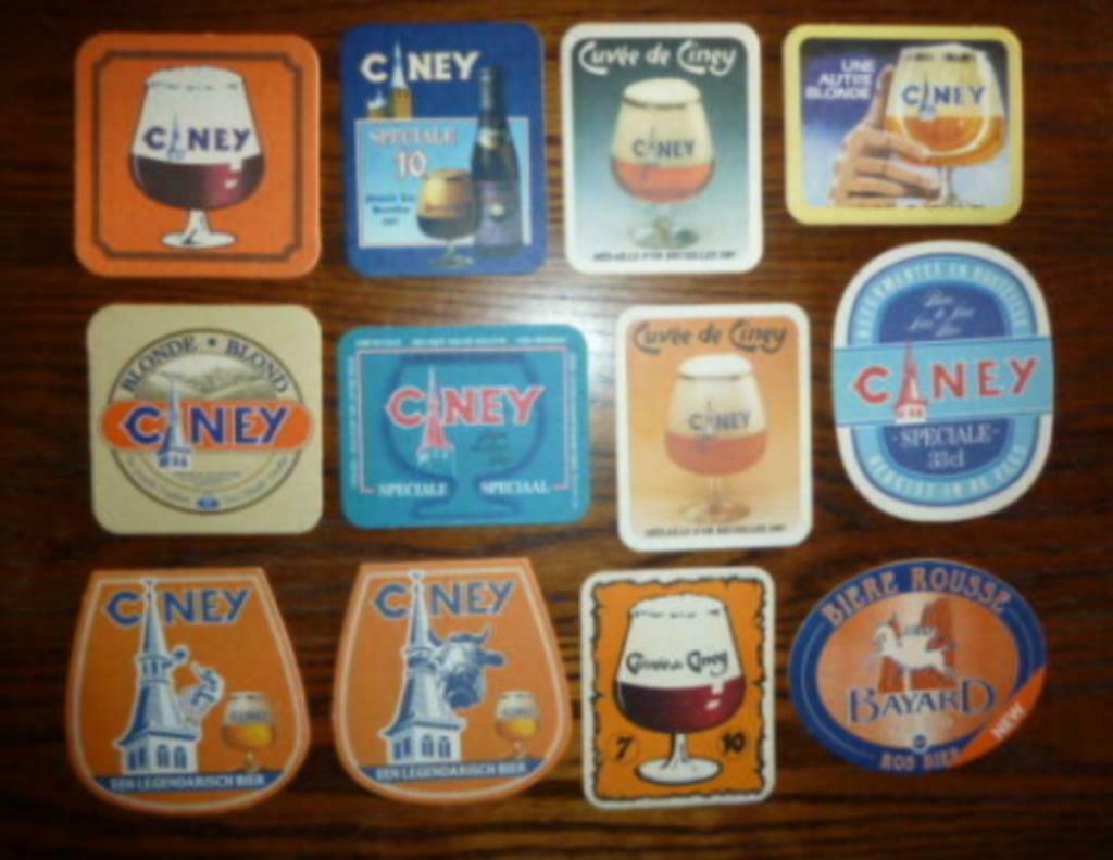 12 verschillende bier viltjes CINEY Grade - Mont St. Guibert, Verzamelen, Ophalen of Verzenden, Gebruikt, Viltje(s), Overige merken