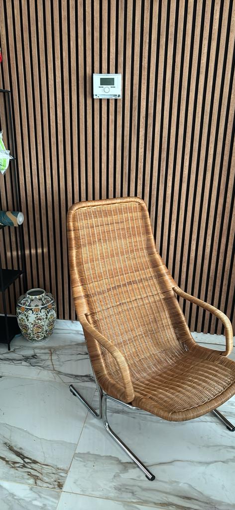 Fauteuil relax design style corbusier osier vintage, Ophalen, Gebruikt, Vintage