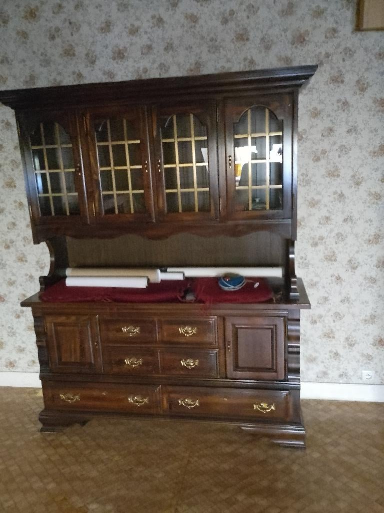 Meuble vitrine vintage, meuble buffet, Avec tablette(s), 150 à 200 cm, Comme neuf, Verre