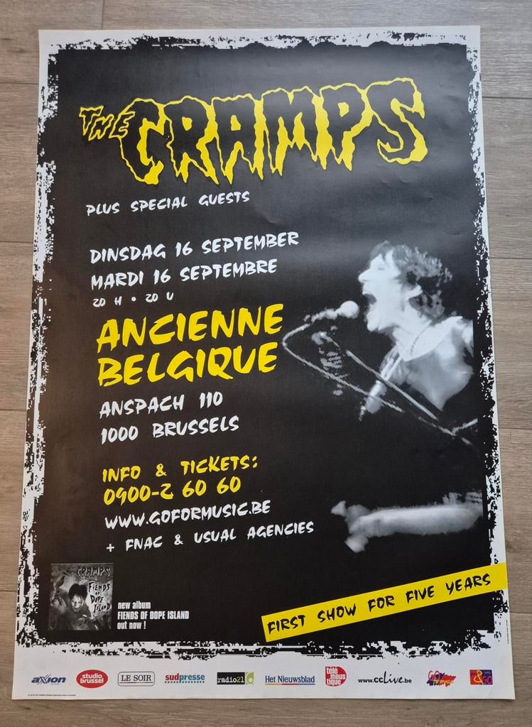 Concert poster The Cramps -AB- Ancienne Belgique Brussel, Ophalen of Verzenden, Zo goed als nieuw, Muziek