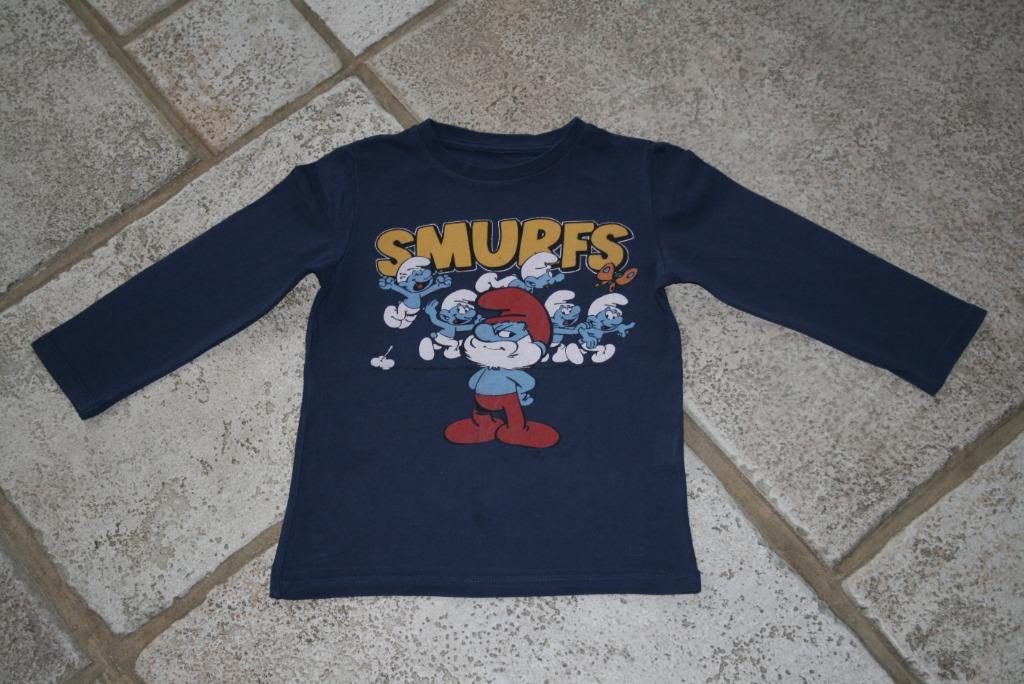 blauwe longsleeve Smurfen maat 86, Kinderen en Baby's, Ophalen of Verzenden, Zo goed als nieuw, Jongetje, Shirtje of Longsleeve