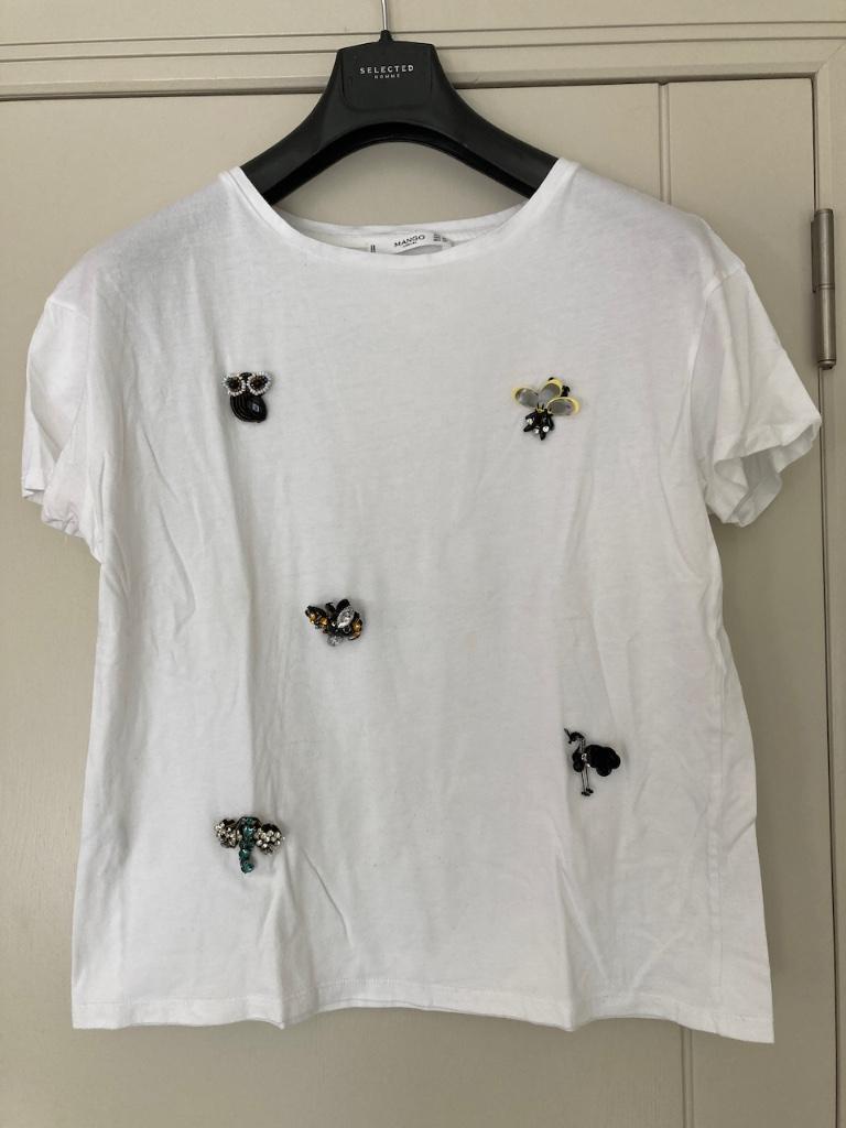 Witte T-shirt. Smal. MANGO. Goede staat, Manches courtes, Mango, Enlèvement ou Envoi, Taille 36 (S)
