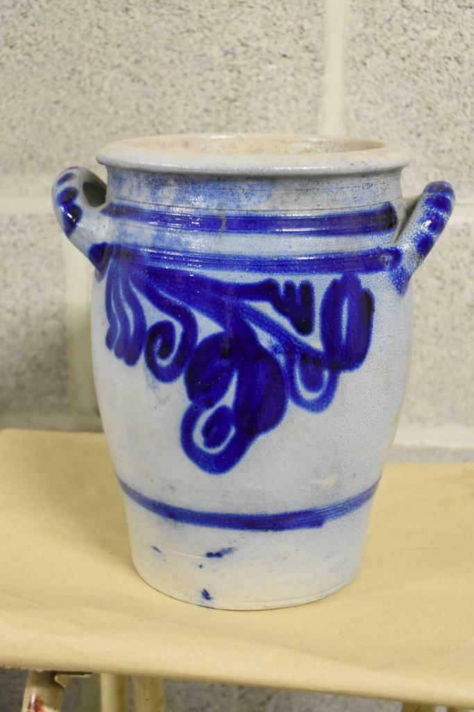 Pot en grès avec décoration bleue sur céramique, Antiquités & Art, Enlèvement