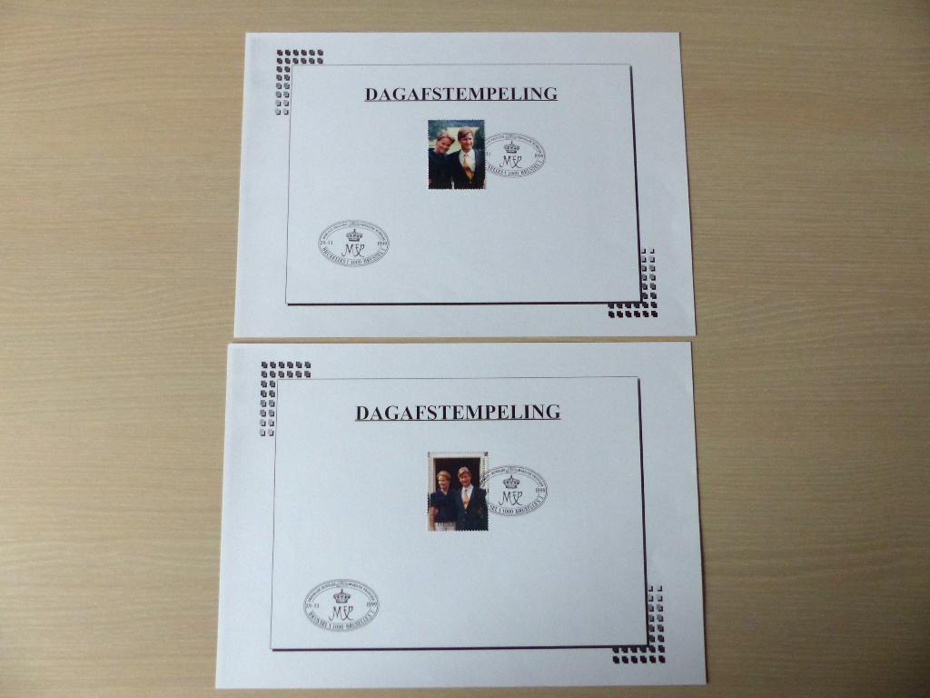 1999 : Timbres  2856 en 2857 Phillippe et Mathilde 1ier jour, Enlèvement ou Envoi, Affranchi