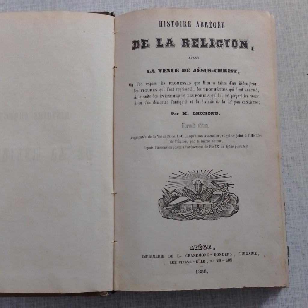 Book Histoire abrégée de la religion de 1850, Enlèvement ou Envoi