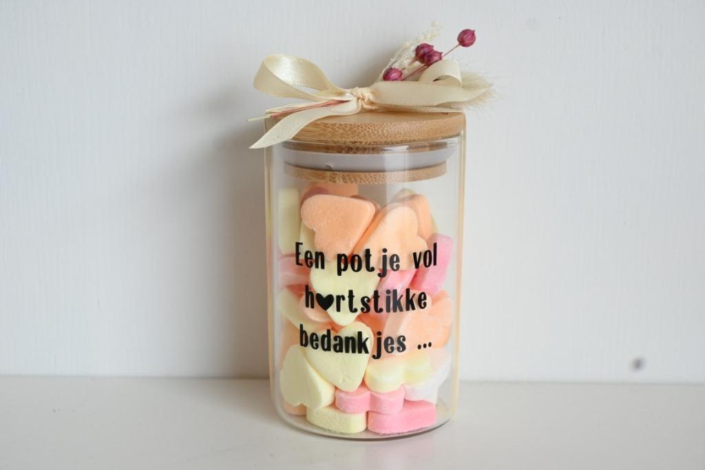 Snoeppot met houten deksel “Een potje vol met hartstikke be, Ophalen, Nieuw