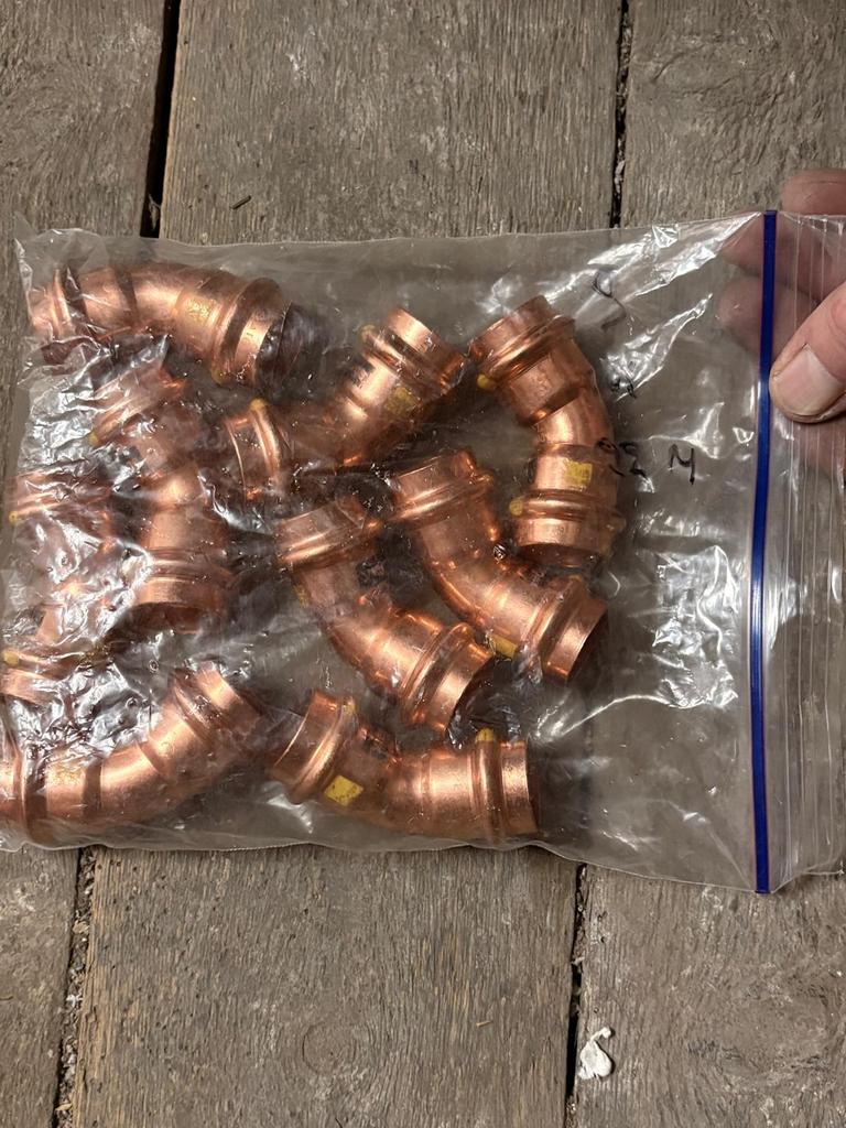 Koper gas en aqua persstukken en mapress, Ophalen, Overige materialen, Bochten, Nieuw