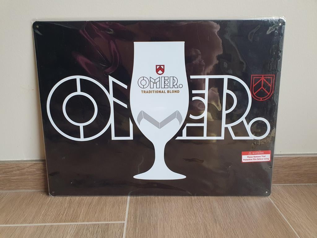 Metaal Reclamebord - Omer -, Verzamelen, Ophalen of Verzenden, Gebruikt, Reclamebord, Plaat of Schild, Overige merken
