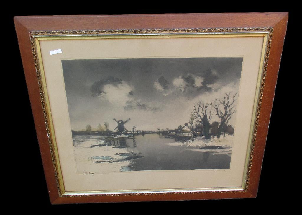 grote kleuren ets Saverys - Hebbelinck 302/350, Antiek en Kunst, Kunst | Etsen en Gravures, Ets, Genummerd, Ophalen