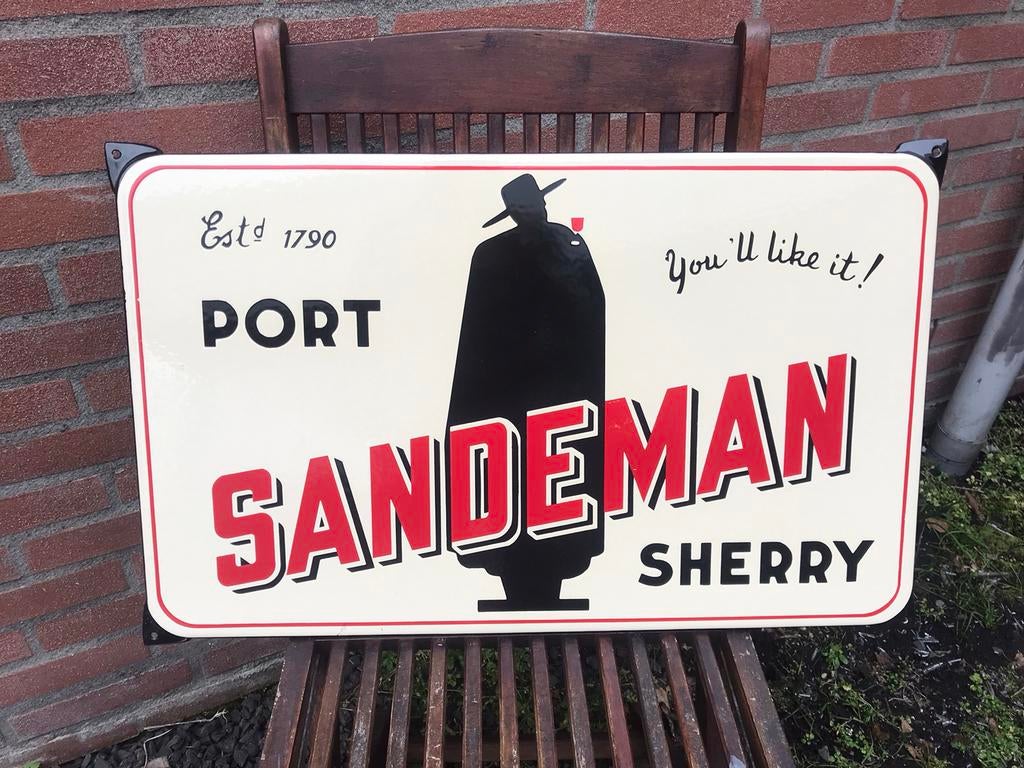 SANDEMAN emaille reclamebord, Verzamelen, Ophalen of Verzenden, Zo goed als nieuw, Reclamebord