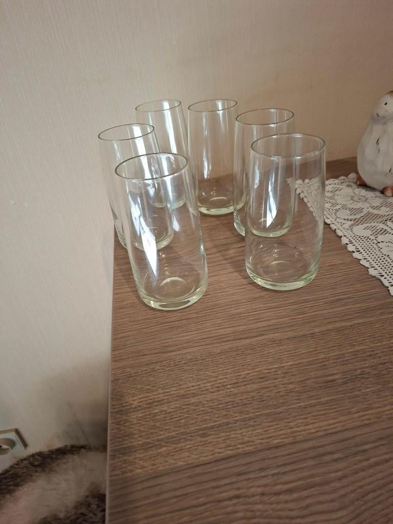 6 Frisdrank-glazen, Verzamelen, Glas en Drinkglazen, Ophalen of Verzenden, Gebruikt, Frisdrankglas