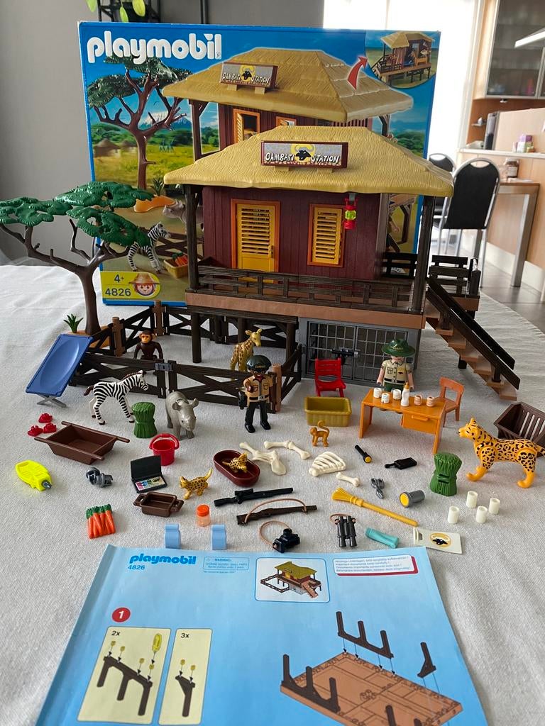 Playmobil safaripost wilde dieren (4826), Ophalen of Verzenden, Zo goed als nieuw, Complete set