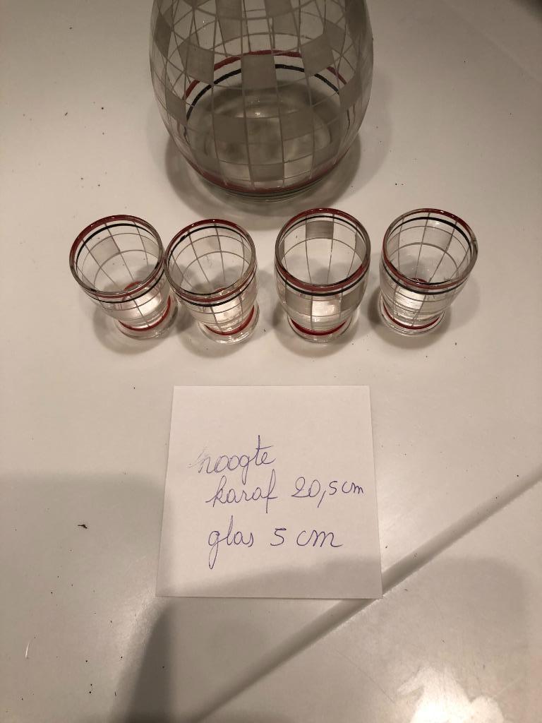 glazen karaf met glazen, Antiek en Kunst, Ophalen