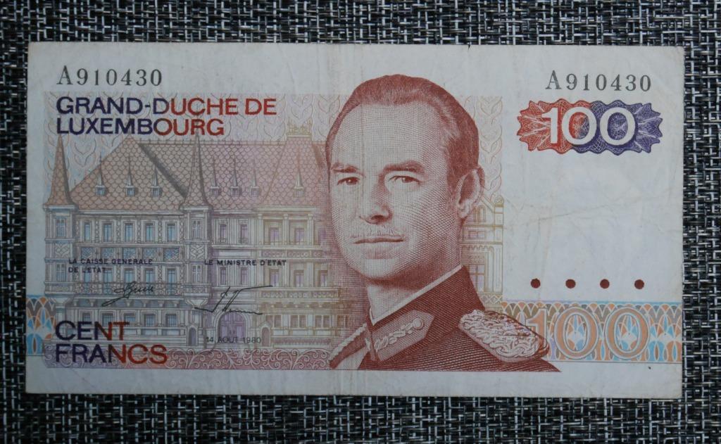 Bankbiljet 100 Francs Luxemburg 1980, Verzenden, Overige landen, Setje