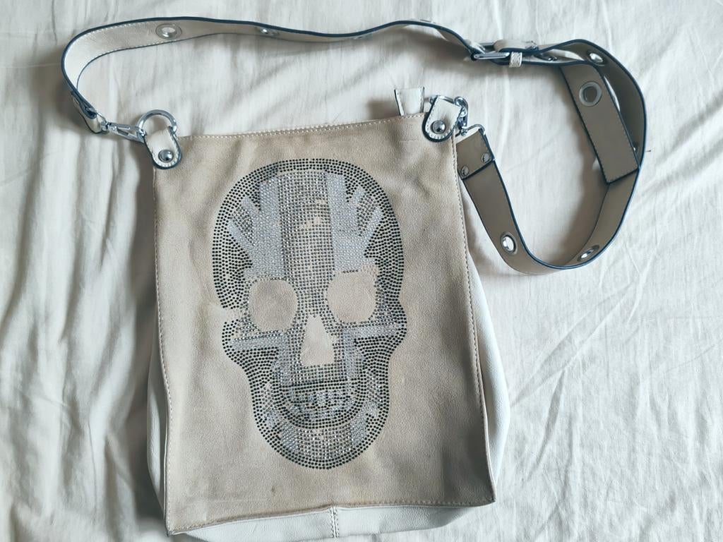 Sac bandoulière PU tête de mort en strass, Antiquités & Art, Enlèvement ou Envoi
