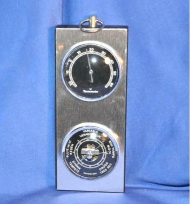 § baromètre thermomètre design metal chromé, Enlèvement ou Envoi, Utilisé