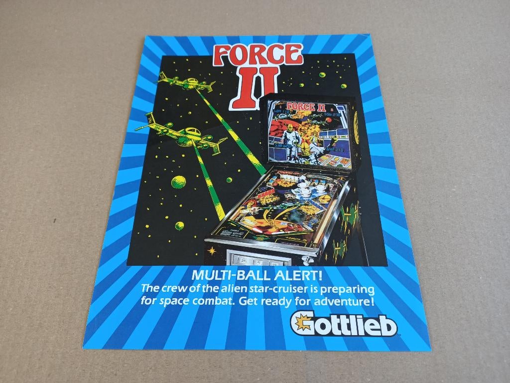 Flyer: Gottlieb Force II (1980) flipperkast, Verzamelen, Automaten | Flipperkasten, Verzenden, Flipperkast, Gottlieb