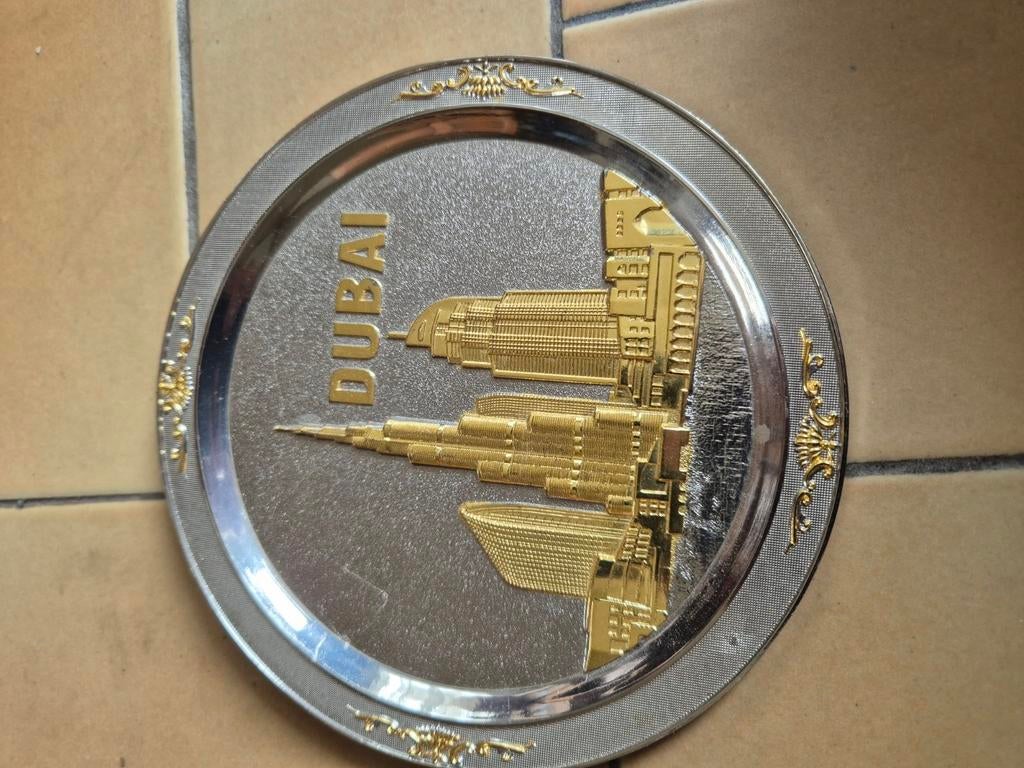 Souvenir wandbord Dubai zilver en goudkleurig, Ophalen of Verzenden