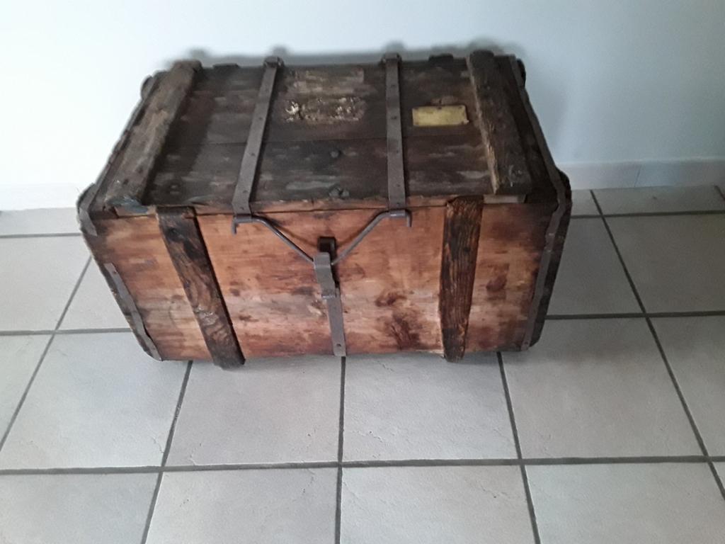 Très ancien coffre en bois L 75 l 45 h 40, 50 à 100 cm, Enlèvement, Utilisé, Autres essences de bois
