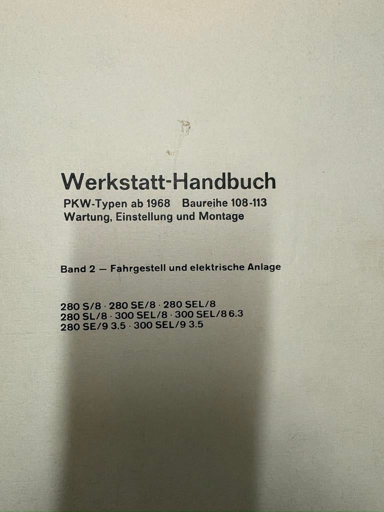 Werkplaats handboek Mercedes W108 W109 W113, Enlèvement, Utilisé, Mercedes-Benz