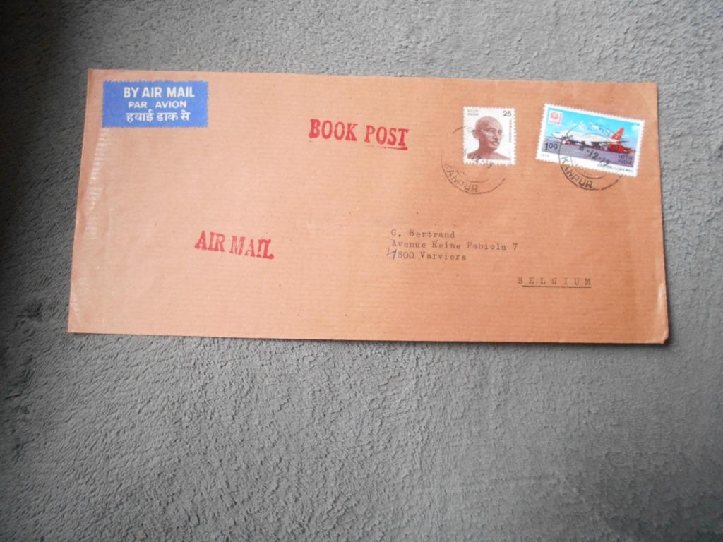ancienne enveloppe timbres Gandhi avion 1979 Inde Kanpur, Enlèvement ou Envoi, Affranchi, Asie centrale