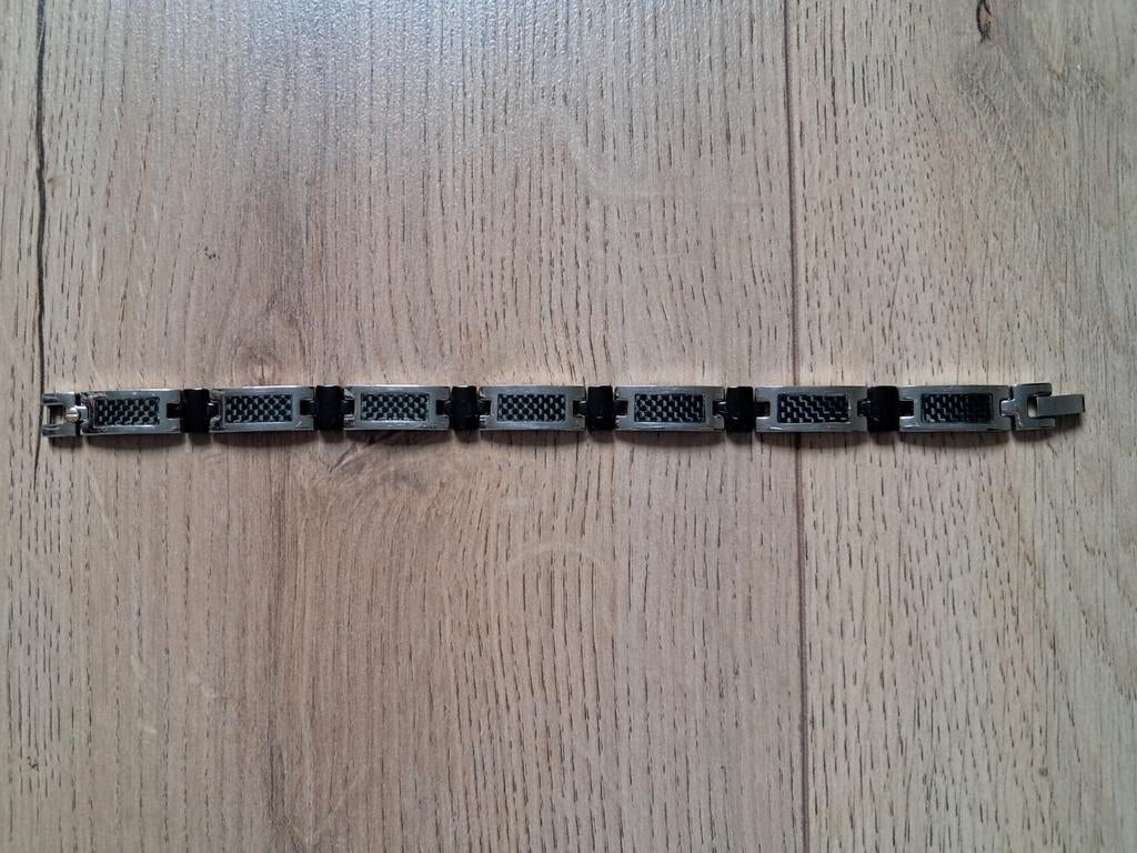 Bracelet homme acier inoxydable CEMPP, Enlèvement ou Envoi, Utilisé, Noir, Acier