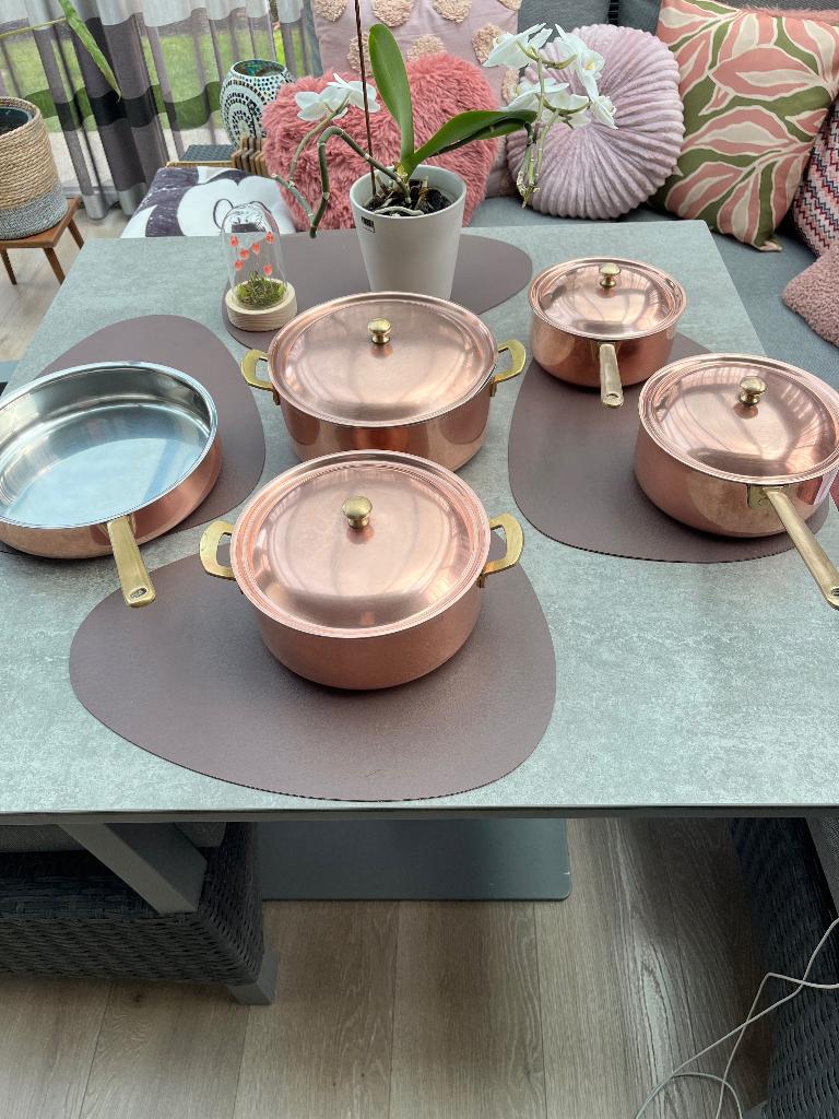 Koperen potten en steelpannen Spring, Huis en Inrichting, Keuken | Potten en Pannen, Ophalen, Zo goed als nieuw, Overige materialen