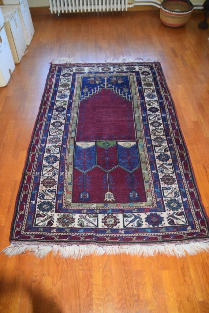 oosters tapijt,, donkerrood en felblauw, 150 à 200 cm, 100 à 150 cm, Enlèvement, Utilisé
