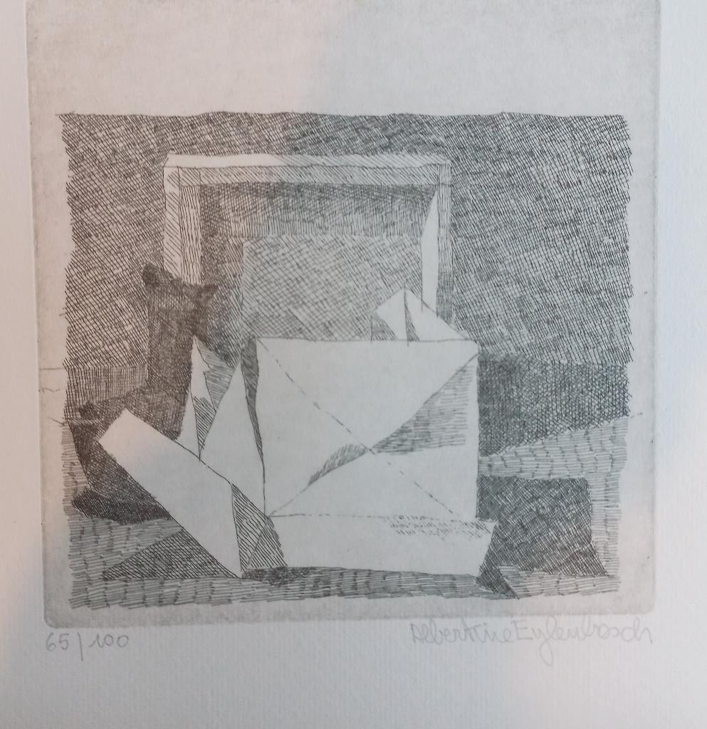 ets Albertine Eylenbosch gesigneerd Akademia 200 Mechelen, Antiek en Kunst, Ophalen of Verzenden