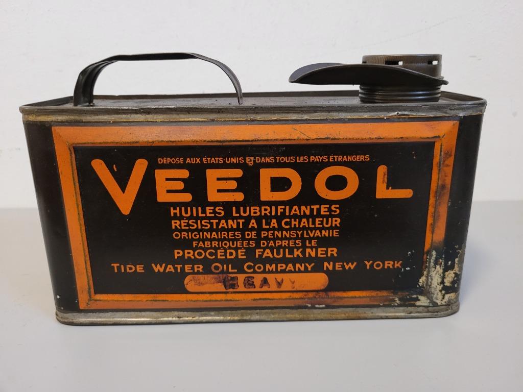 RARE ancien bidon huile veedol 2 litres publicitaire, Enlèvement ou Envoi, Utilisé, Panneau publicitaire