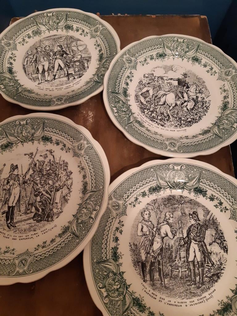 Lot : 4 assiettes parlantes Napoléon - faïence Sarreguemines, Antiquités & Art, Enlèvement ou Envoi