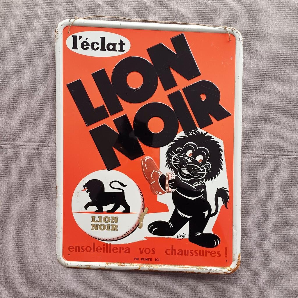 Tôle lithographiée Lion Noir, Collections, Marques & Objets publicitaires, Emballage, Enlèvement ou Envoi