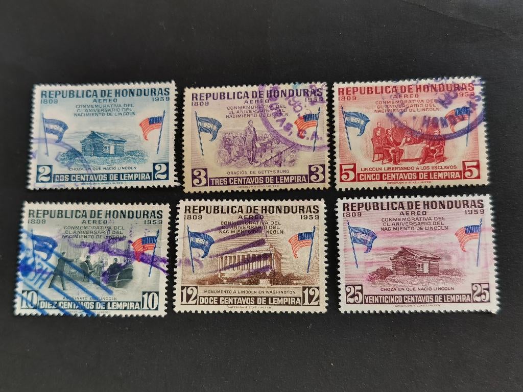 Honduras 1959 - Président Lincoln, drapeaux, Enlèvement ou Envoi, Affranchi, Amérique centrale