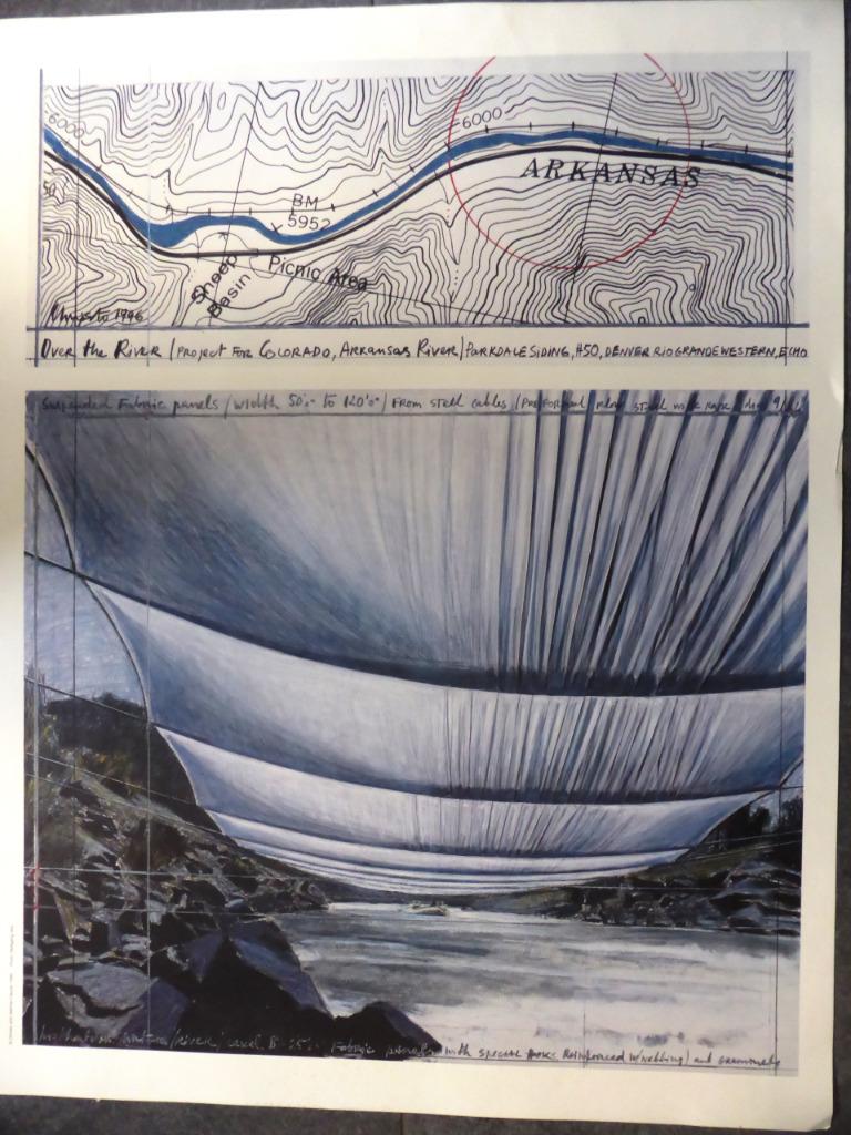 Christo, offsetlitho "Over the River" Arkansas, Ophalen of Verzenden