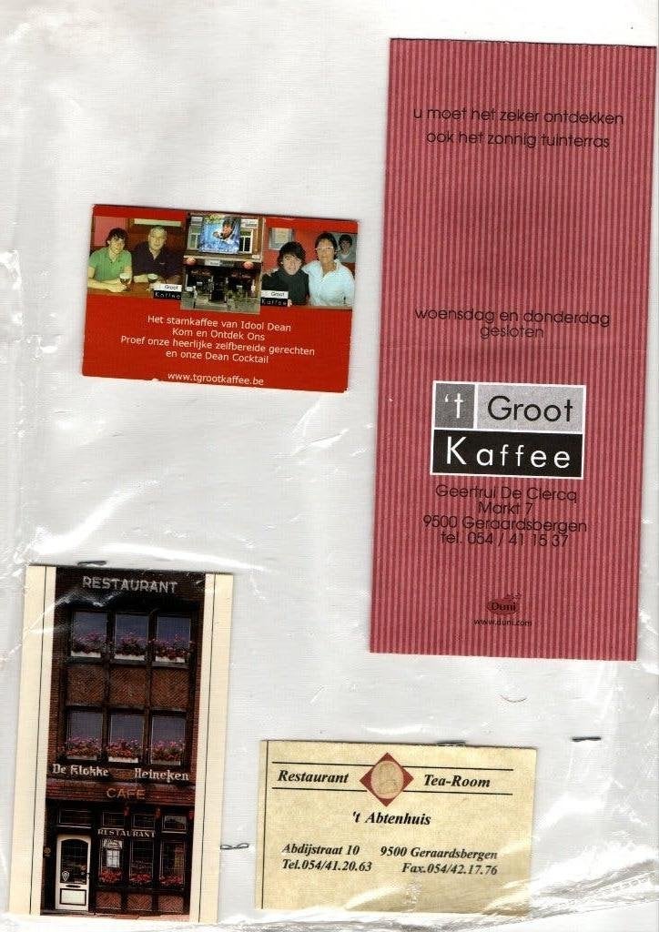 VISITE KAARTEN  HORECA GERAARDSBERGEN, Verzenden