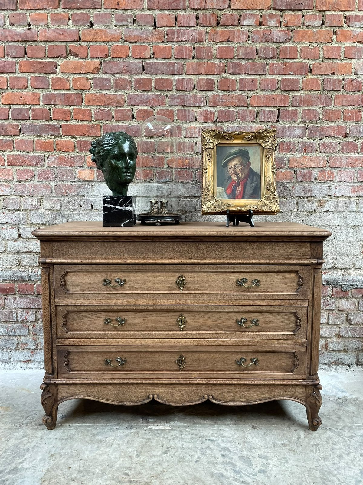 Commode ancienne française style Louis XV en chêne blanchi, Enlèvement, Comme neuf, Chêne