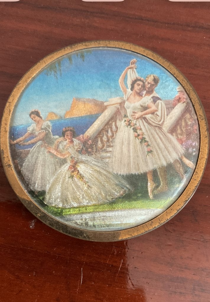 Vintage oude poederdoos van jaren 50, Made in England, Antiek en Kunst, Curiosa en Brocante, Ophalen of Verzenden