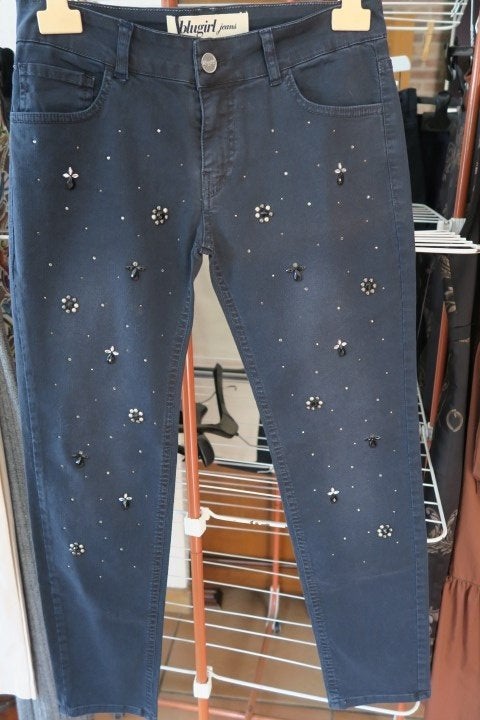 Broeken nieuw blauw met strass Blugirl Jeans mt 40 en mt 38, Kleding | Dames, Broeken en Pantalons, Maat 38/40 (M), Blugirl Jeans