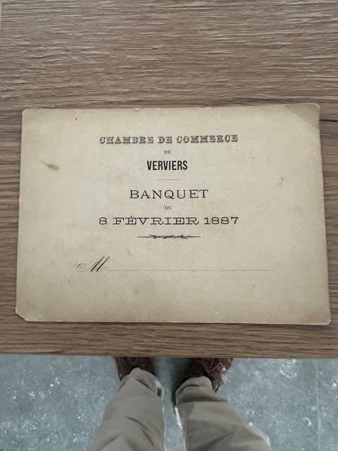 menu 1887 Verviers banquet chambre de commerce, Ophalen of Verzenden, Overige typen