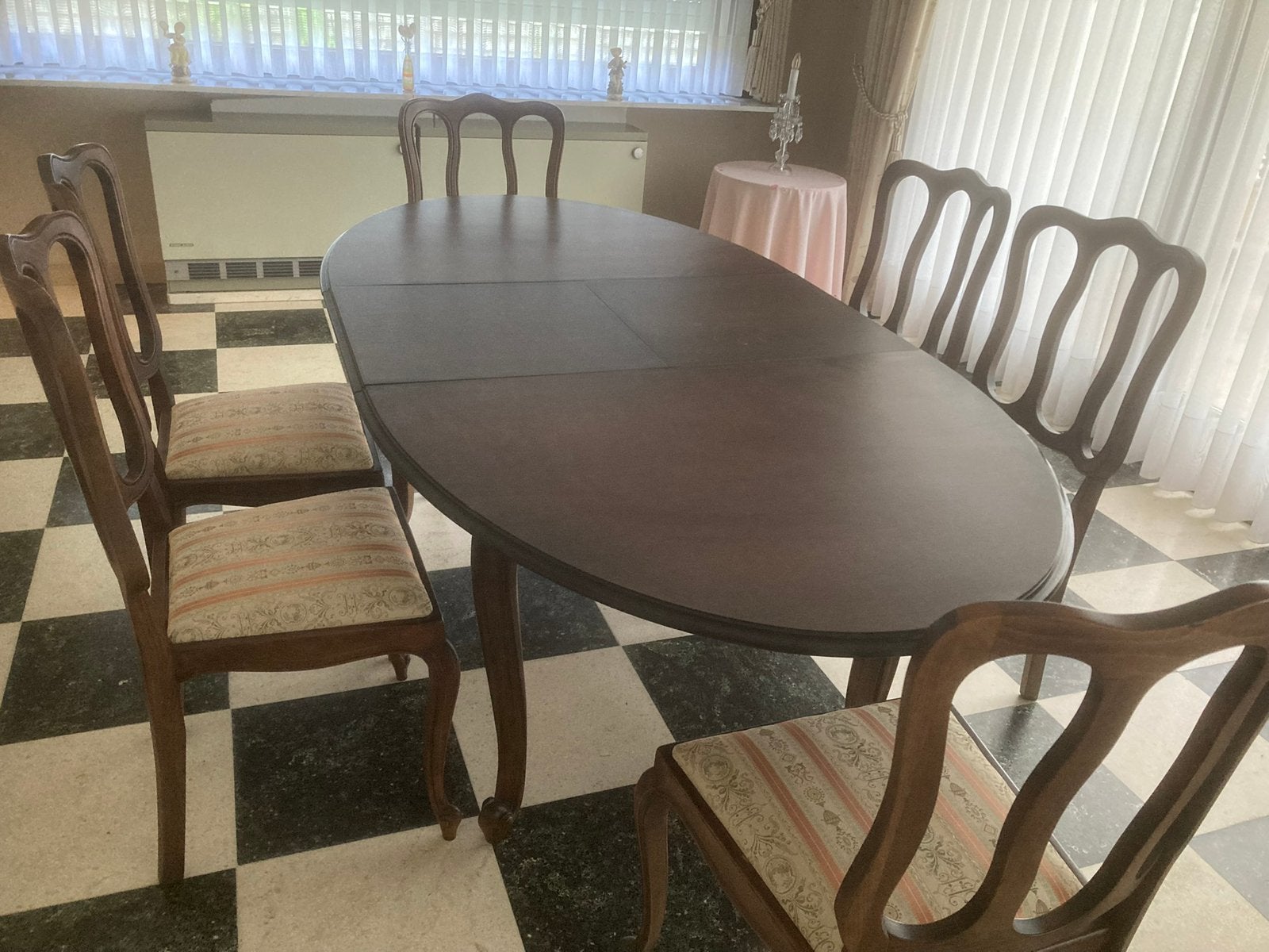 Prachtige salontafel + 6 stoelen.Uitschijfbaar.KNALPRIJS. 50, Enlèvement, Comme neuf