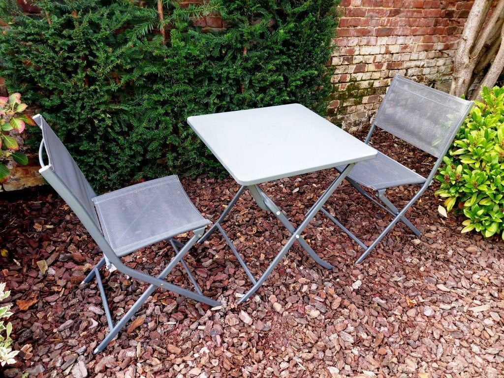 table et chaises de jardin, Jardin & Terrasse, Enlèvement, Utilisé, Carré, Métal