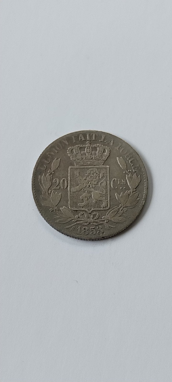 Belgique 20 cents 1853, Enlèvement ou Envoi, Monnaie en vrac, Argent, Argent