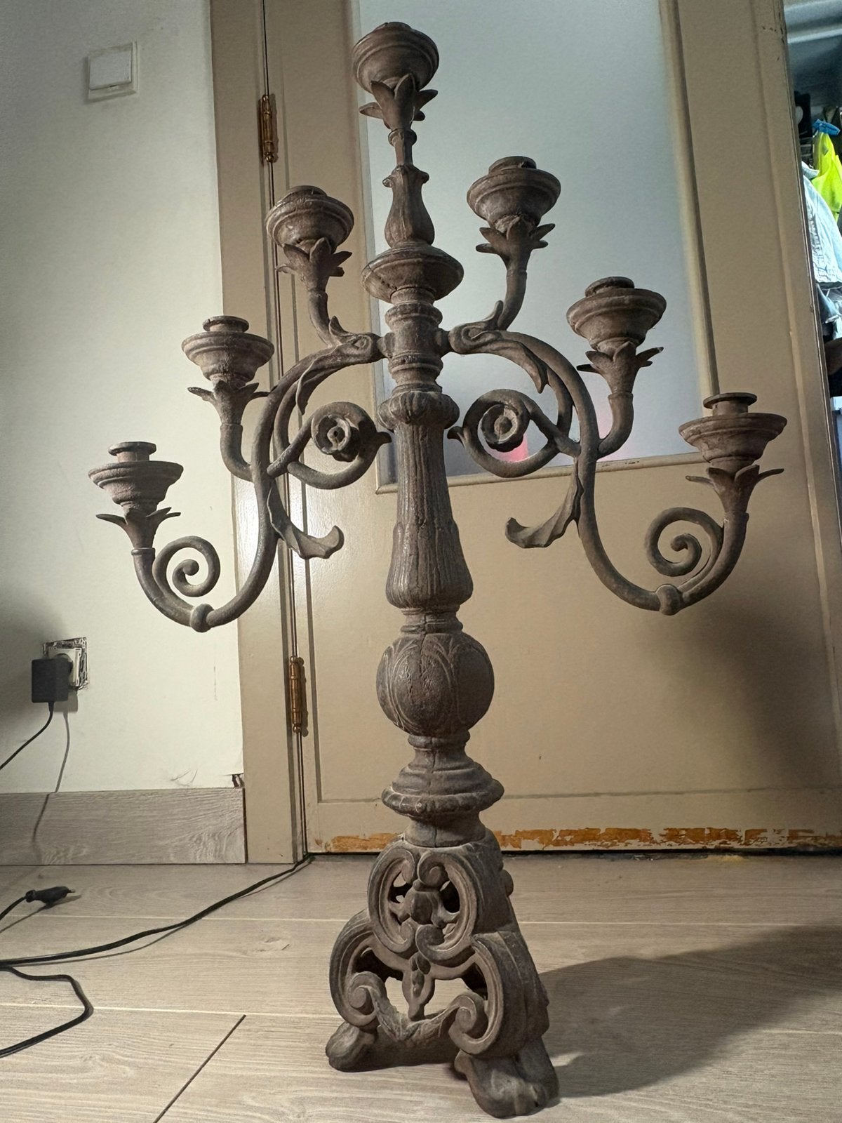 Chandelier à 7 bras en fonte lourde — style classique, Enlèvement, Autres matériaux