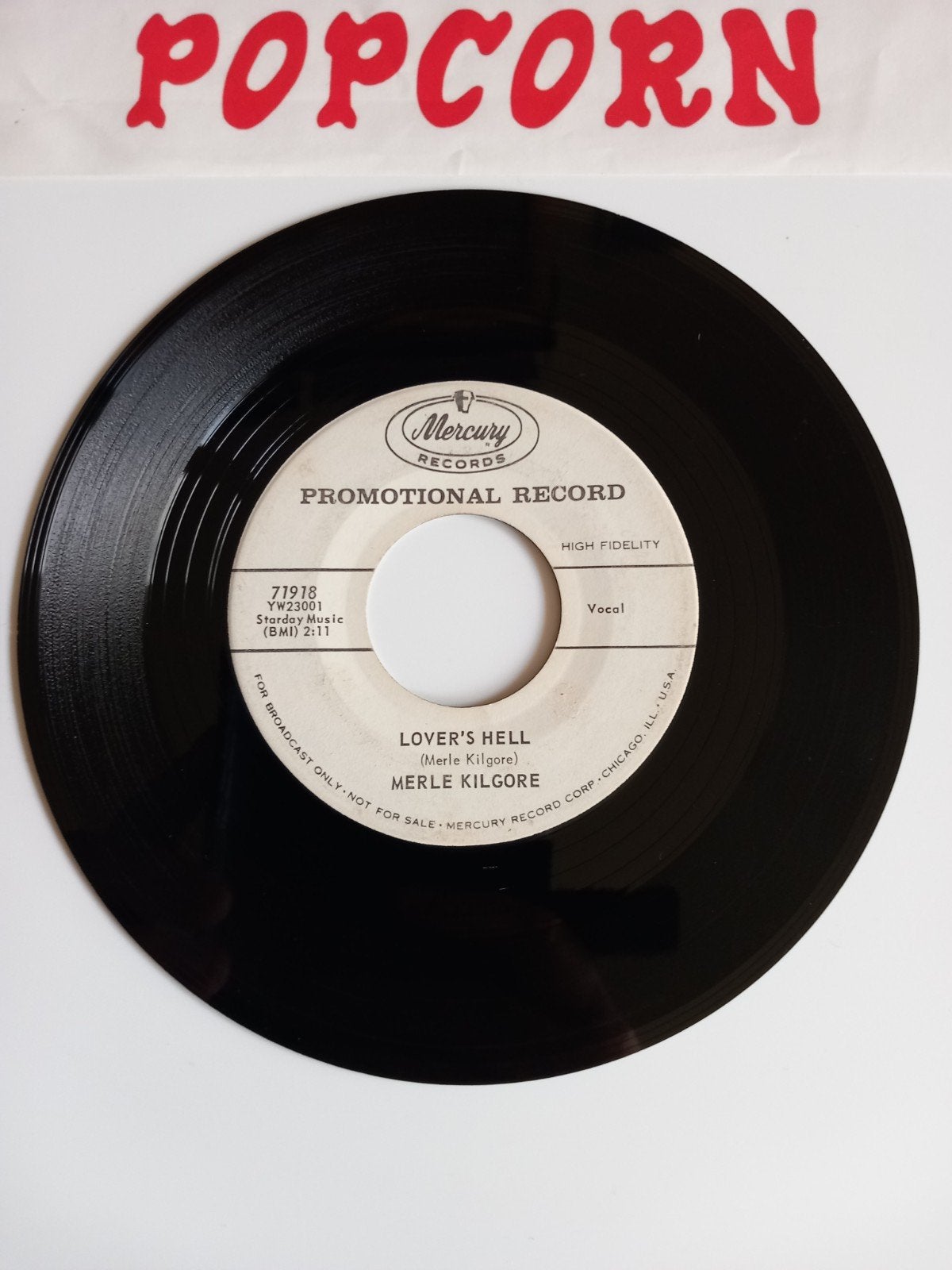 MERLE KILGORE. LOVER'S HELL. POPCORN 60'S USA 45T, Enlèvement ou Envoi