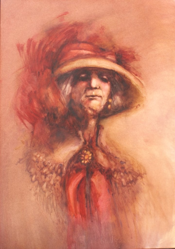 Rafael Gorsen (1942-2020): Dame met hoed (90 x 110 cm), Antiek en Kunst, Ophalen, Gesigneerd, Olieverf, Papier