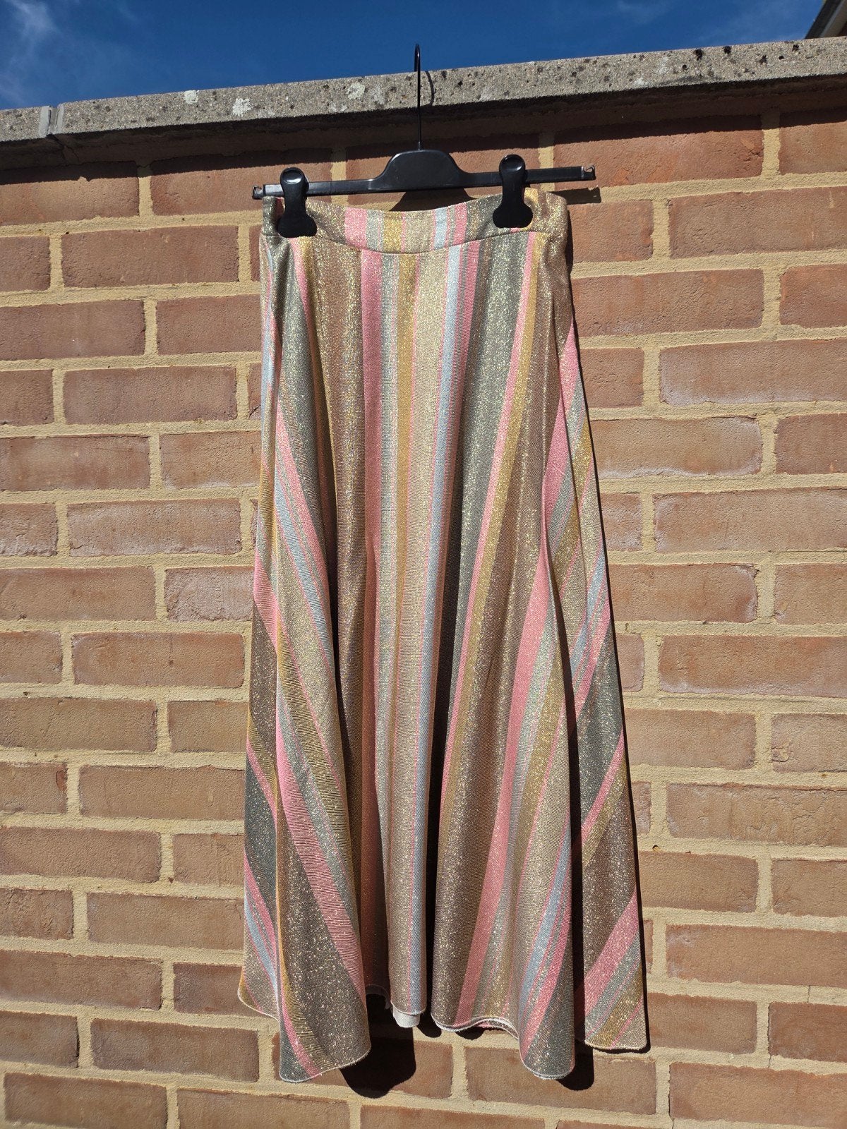 Belle jupe longue dorée taille TU/XL Terra di Siena, Enlèvement ou Envoi, Beige, Tiera di Siena, Sous le genou