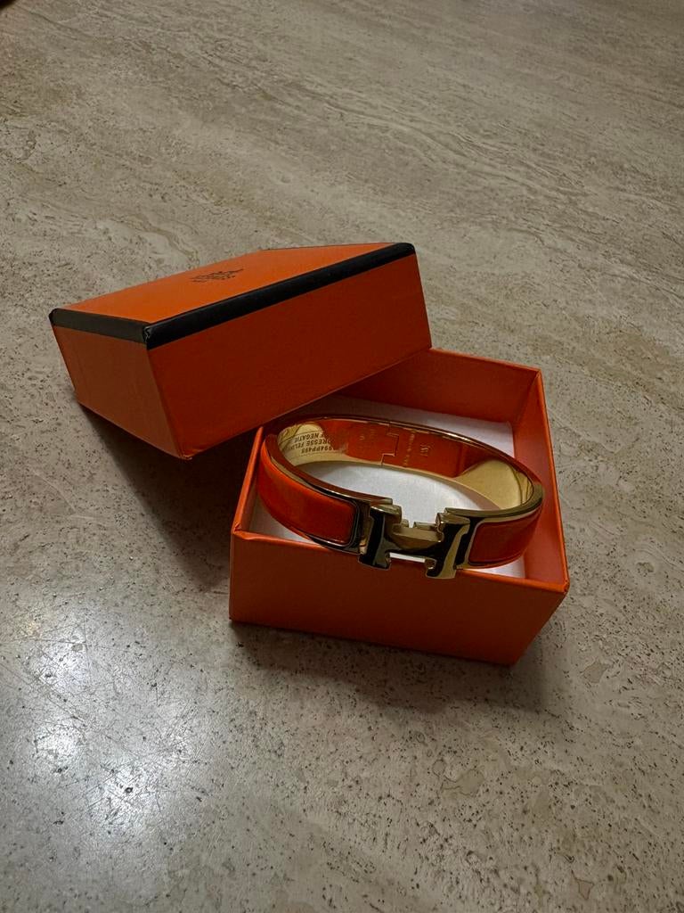 Bracelet Hermès Clic H, Enlèvement, Comme neuf, Orange, Or